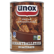 Unox gehaktballetjes in satesaus blik 450 gram